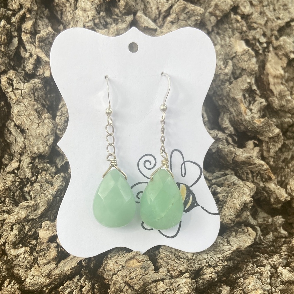 Green Chalcedony Drop Earrings